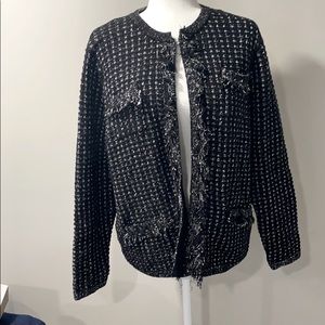 Calvin Klein Black and white frill cardigan